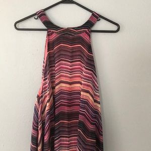 Long/short striped, colorful flowing dress